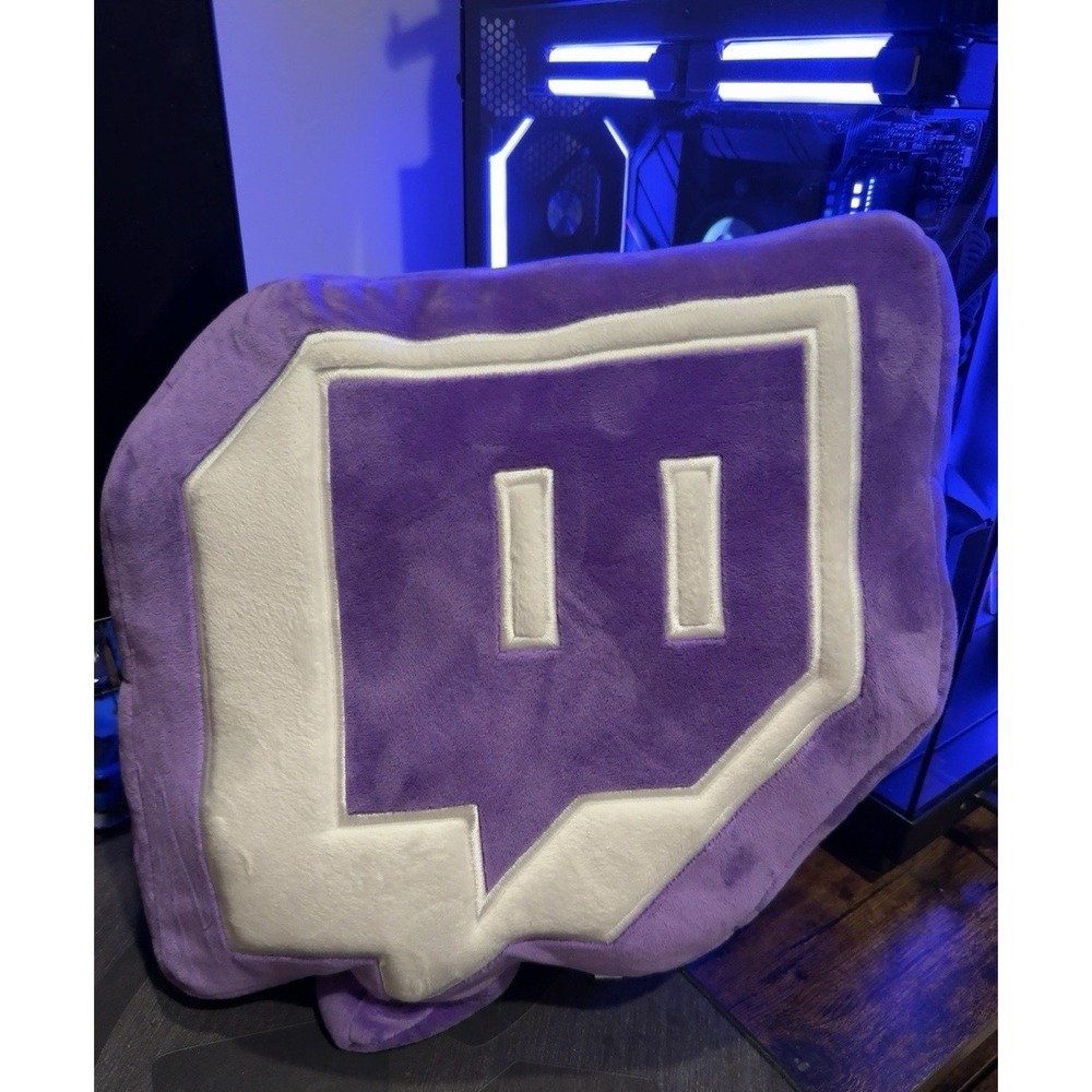 Official Twitch Glitch Logo Plush Pillow Purple Gamer Streaming Room Decor 2023